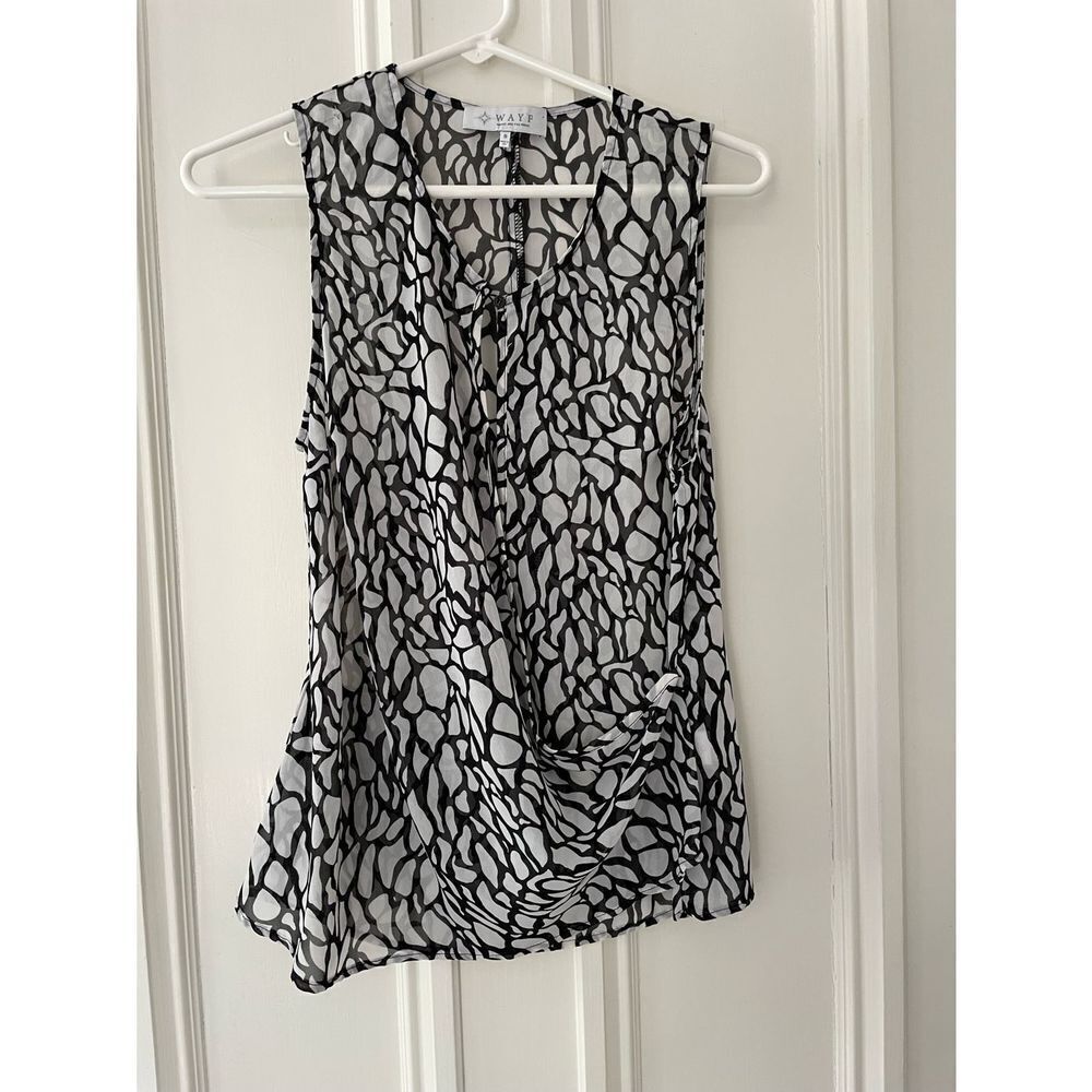 Wayf lightweight white with black animal print tank S